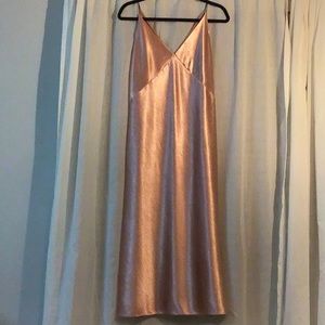 VINCE Bias V-Neck Midi Slip Dress in Blush, Size M